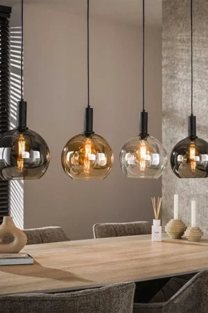 Łatwy zwrot Tessio 4-lichts Hanglamp Multikleur glas