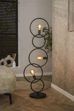 Dostępne od ręki Finn 3-lichts Vloerlamp Artic zwart