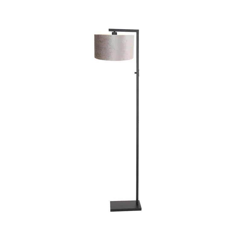 Wilco 1-lichts Vloerlamp Zwart met Zilver Velvet kap Wysoka jakość