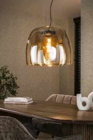 Zeldana 1-lichts Hanglamp XL Amberglas Kup online