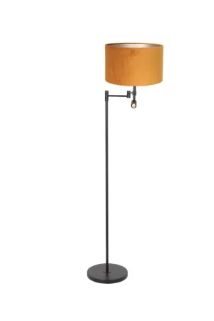 Zniżka Wilco 2-lichts Vloerlamp Zwart met Goud Velvet kap