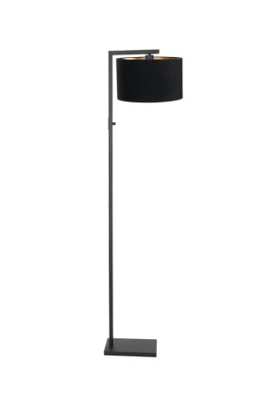 Bestseller Wilco 1-lichts Vloerlamp Zwart met Zwart Linnen kap