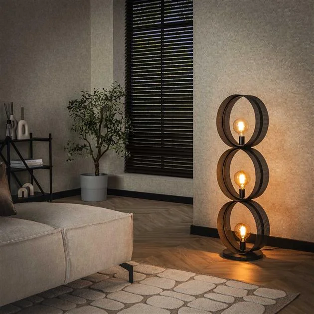 Zniżka Juno 3-lichts Vloerlamp Charcoal