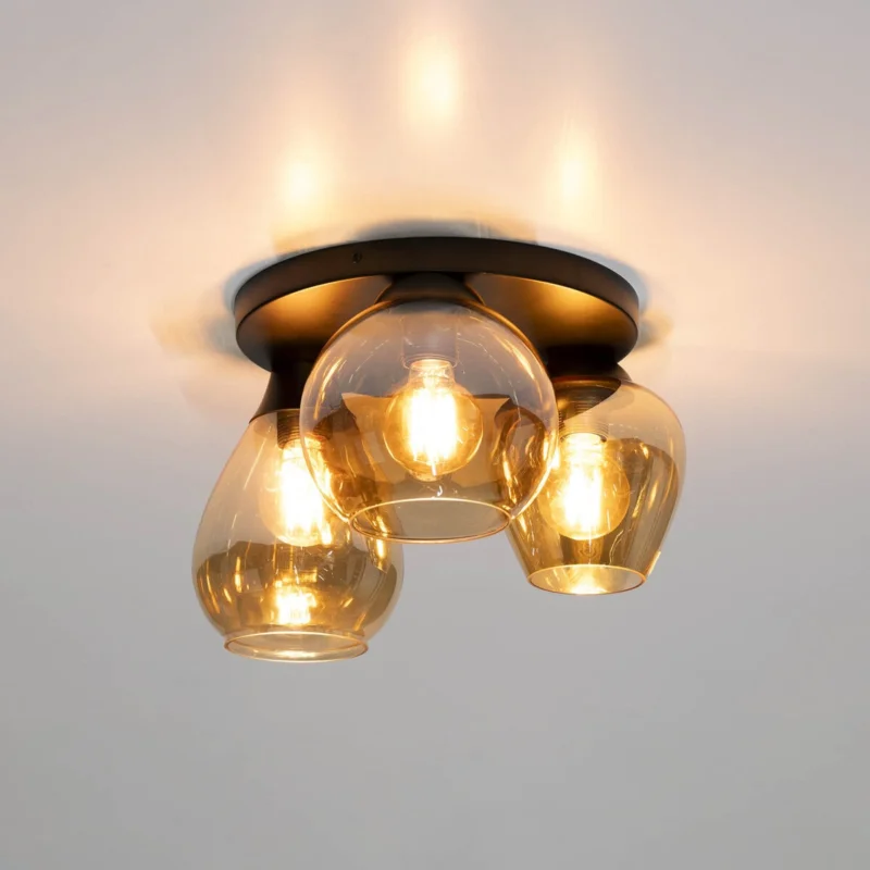 Glowy 3-lichts Plafondlamp Amber glas Ostatnie sztuki