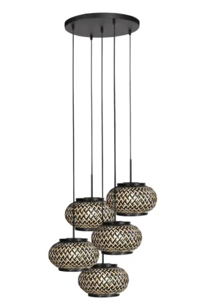 Bestseller Roman Light 5-lichts Hanglamp Bamboe