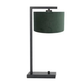 Zwarte tafellamp Stang 7121ZW met groen velours kap Wybór klientów