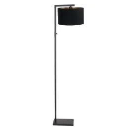 Zwarte vloerlamp Stang 7196ZW met schakelaar en zwart linnen kap Kup online