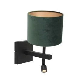 Zwarte wandlamp Stang 8205ZW met leeslamp en groen velours kap Niska cena