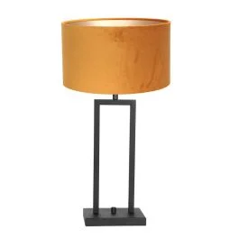 Zwarte tafellamp Stang 8214ZW met draai schakelaar en goud velours kap Tylko do końca tygodnia
