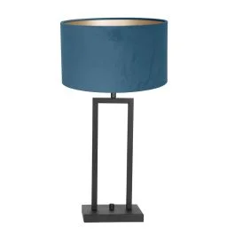 Zwarte tafellamp Stang 8215ZW met draai schakelaar en blauw velours kap Ekspresowa dostawa