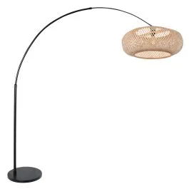 Hit sprzedaży Booglamp Maze Natural 7507ZW zwart met bamboe kap Ø60 cm