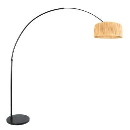 Zwarte vloerlamp Sparkled Light 3789ZW met tonvormige blanke gras kap Nie przegap