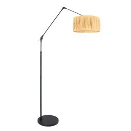 Zwarte vloerlamp / booglamp Prestige Chic 3793ZW met naturel gras kap Łatwy zwrot