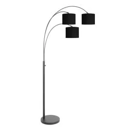 3-lichts vloerlamp Sparkled Light 3977ZW met zwart linnen kappen en goudkleurige binnenzijde Ostatnia szansa