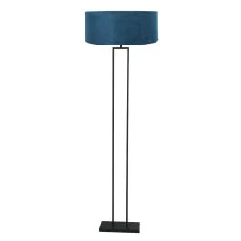 Zwarte vloerlamp Stang 3854ZW met blauwe velours kap Ø50 Oferta czasowa