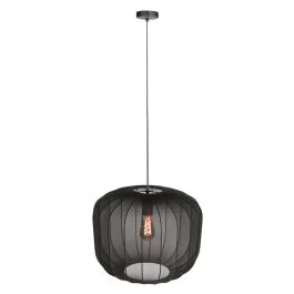 Zwarte Hanglamp Sable 4192ZW Stijlvolle Verlichting met Luxe Linnen Kap Obniżka ceny
