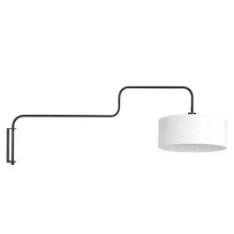 Zwarte Wandlamp Bloeba 4175ZW met wit grof linnen kap Niska cena