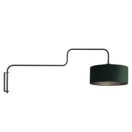Zwarte Wandlamp Bloeba 4176ZW met wit groen velours kap Hit sprzedaży