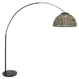 Premium Nox Light 4561ZW – booglamp met halfronde bamboe kap 60 cm