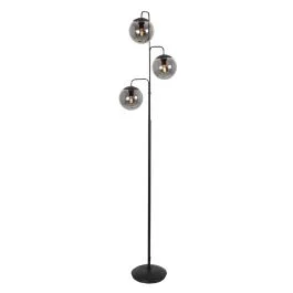 Vloerlamp Bollique 4611ZW Sfeervolle zwarte 3 lichts lamp met smoke glas Hit cenowy