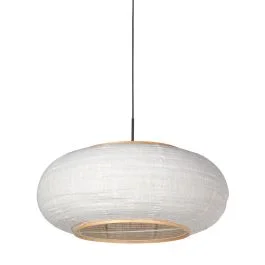Tylko dziś Hanglamp Silva Alba 4640ZW zwart met linnen kap Ø60 cm