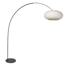 Vloerlamp Curve 4642ZW - stijlvolle zwarte booglamp met linnen kap Bezpieczna płatność