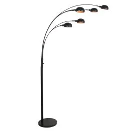 Zwarte vloerlamp Pentra 4855ZW, 5-lichts met marmeren voet Nowy