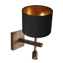 Wandlamp Stang 4890BR met zwart linnen kap en leeslicht Do wyczerpania zapasów
