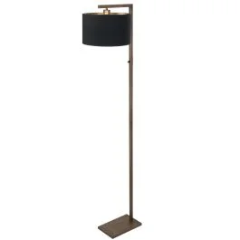Hit sprzedaży Bronzen vloerlamp Stang 4895BR met schakelaar en zwarte linnen kap