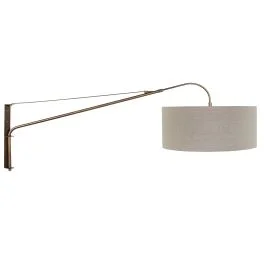 Wandlamp Elegant Classy 4751BR brons met grof grijs linnen kap Ø50 cm Do wyczerpania zapasów