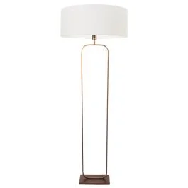 Cena promocyjna Vloerlamp Stang 4829BR - brons armatuur met wit linnen kap