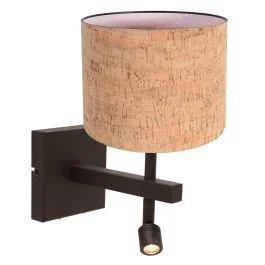 Wybór klientów Wandlamp Stang 4868CA met beige kurk kap en leeslicht
