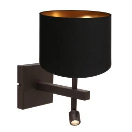 Nowy Wandlamp Stang 4869CA met zwart linnen kap en leeslicht