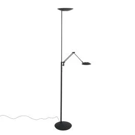 Premium Vloerlamp Daphne 2 4602ZW - zwarte uplight met leesarm