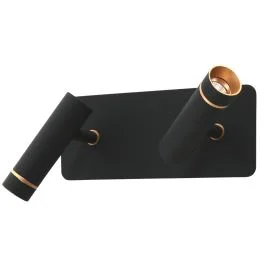 Bestseller Wandlamp Lumo 4851ZW - 2 lichts zwarte wandspot met subtiel goudaccent