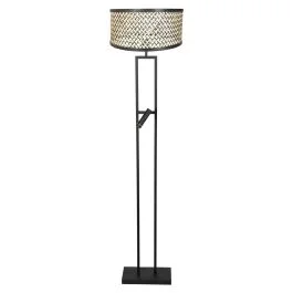 Vloerlamp Stang 4721ZW met zwart beige bamboe kap en leeslicht Super okazja
