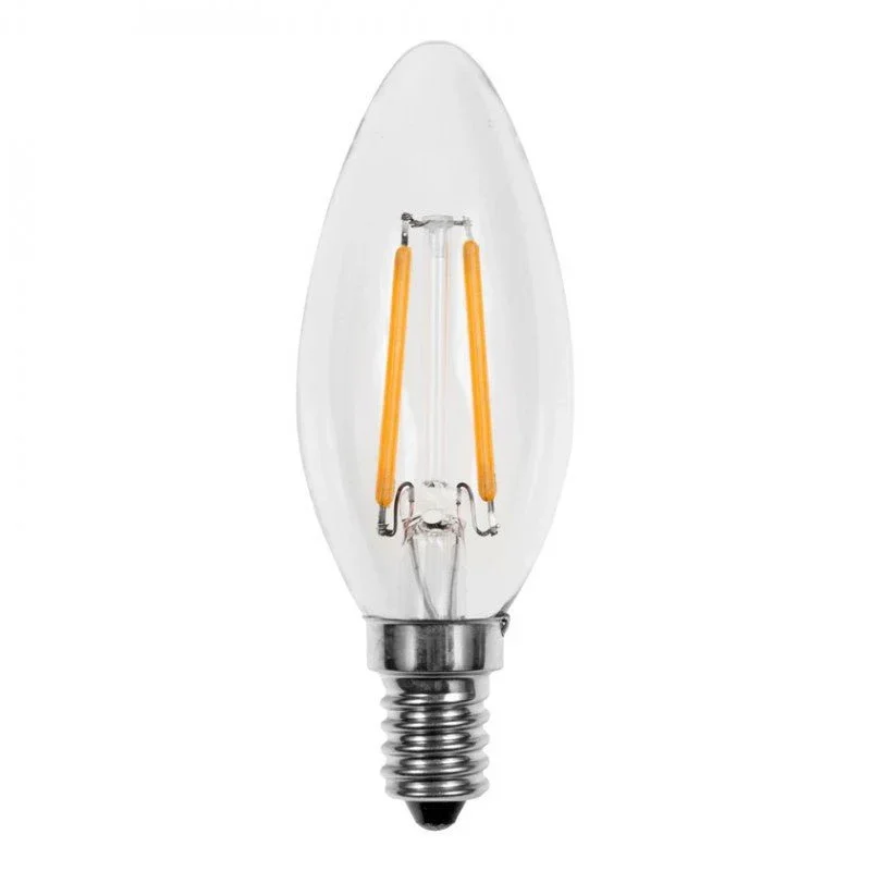 LED kaarslamp E14 daglichtwit 6500K - 2W - filament helder glas Hit sprzedaży