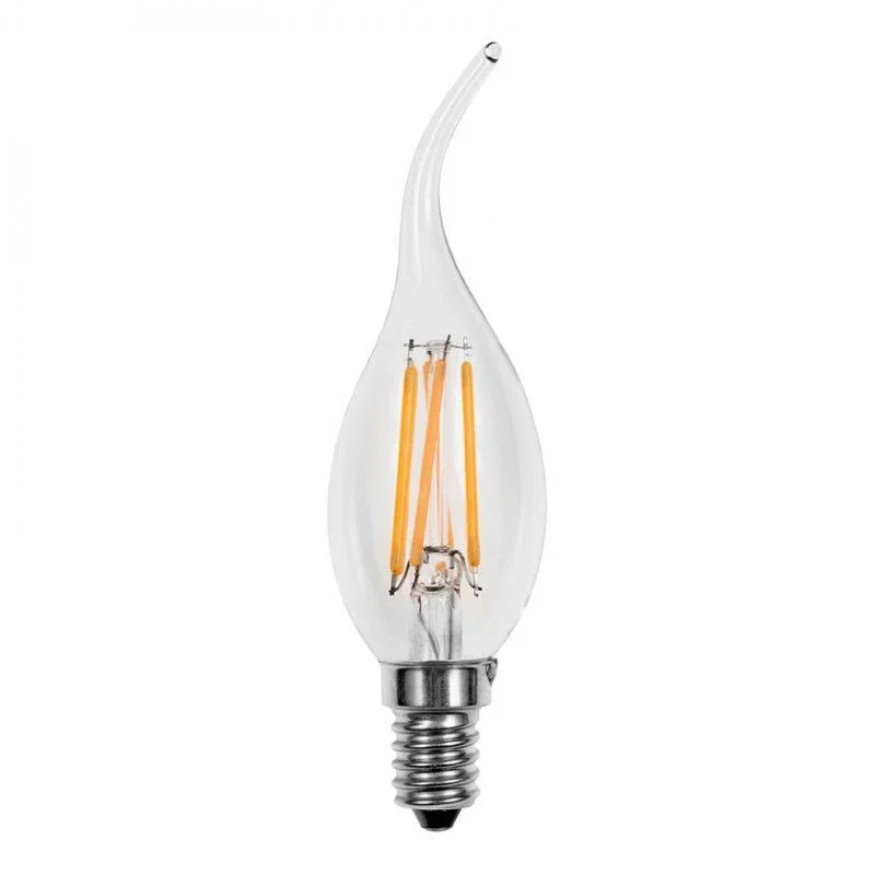 LED kaarslamp E14 gebogen tip daglichtwit 6500K - 4W - filament helder glas Nie przegap