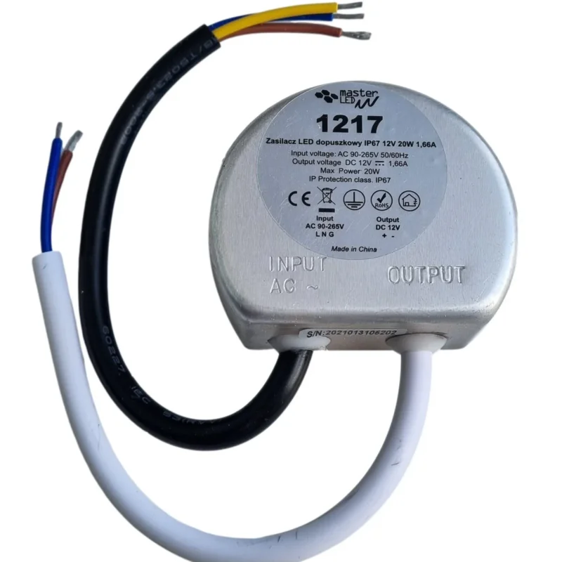 Sprawdź teraz LED voeding - compact - rond | in 230V AC - uit 12 Volt DC | 20 Watt - 1,66A | IP67