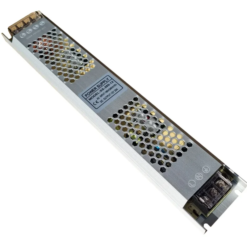 Promocja LED driver 12 Volt DC - 20A | 250 Watt | plat/slank/dun 307 x 53 x 22mm | IP20 - binnenshuis