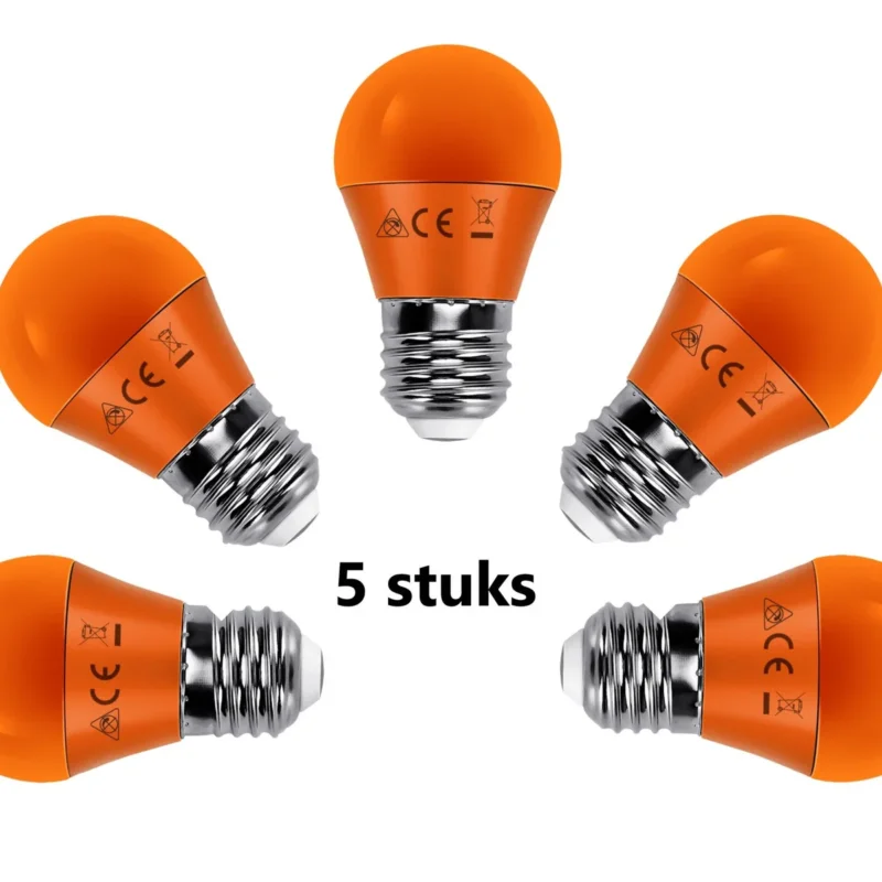 Promocja G45 kogellamp 5 stuks | E27 LED lamp 4W=30W gloeilamp | oranje licht