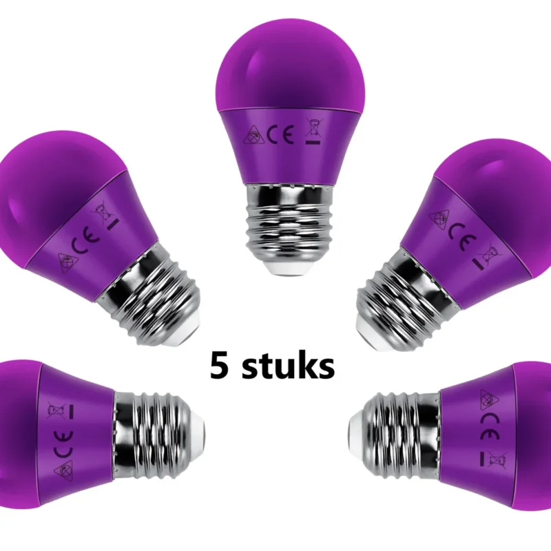 Niska cena G45 kogellamp 5 stuks | E27 LED lamp 4W=30W gloeilamp | paars licht