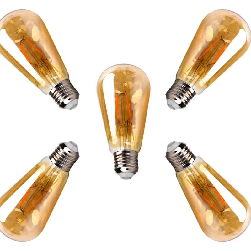 Kooldraadlamp 5 stuks E27 - ST64 amber - LED 4W~38W traditionele verlichting - 2200K warmwit Wyprzedaż