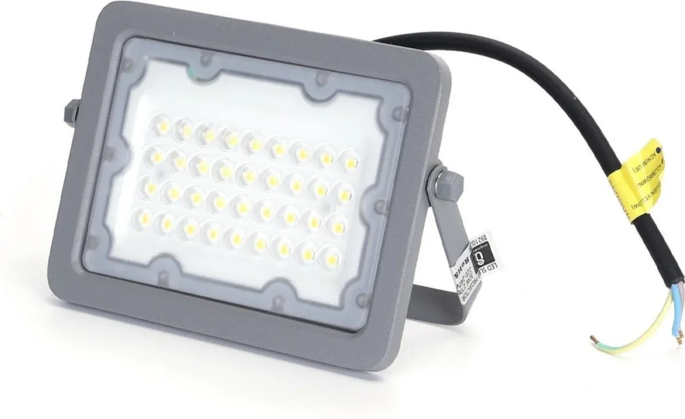 Buitenlamp grijs | LED bouwlamp 30W=270W schijnwerper | daglichtwit 6500K - 90° lichthoek | waterdicht IP65 Tylko do końca tygodnia