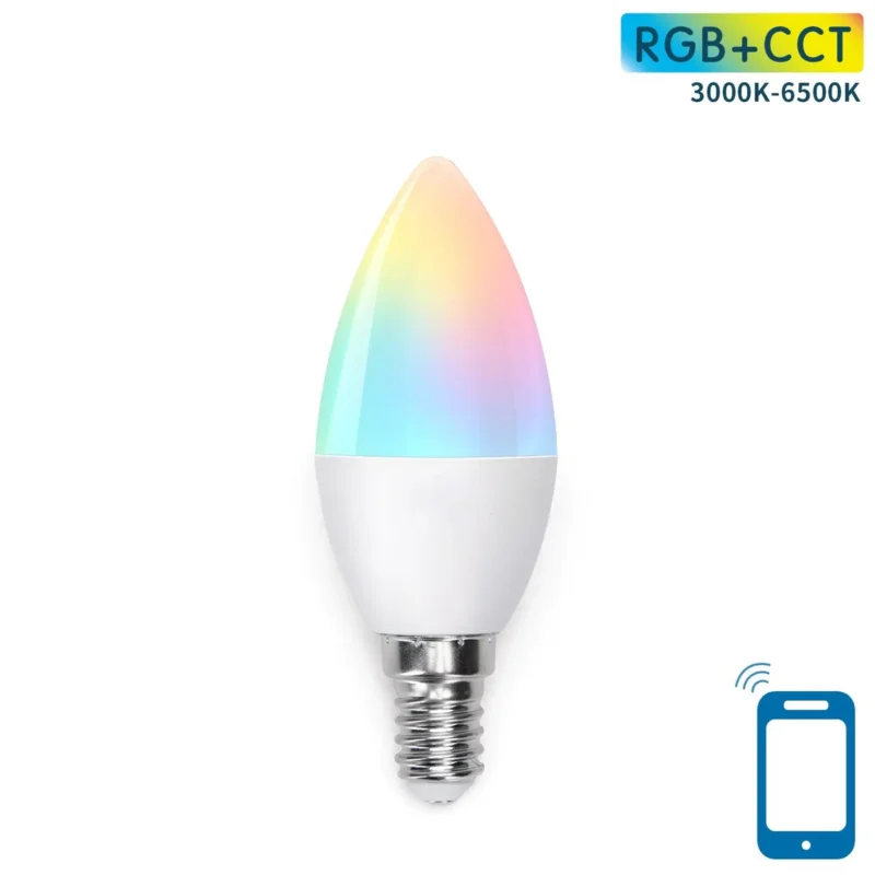 Bezpieczna płatność LED kaarslamp E14 WiFi RGB+CCT 3000K-6500K - 7W - smart lamp