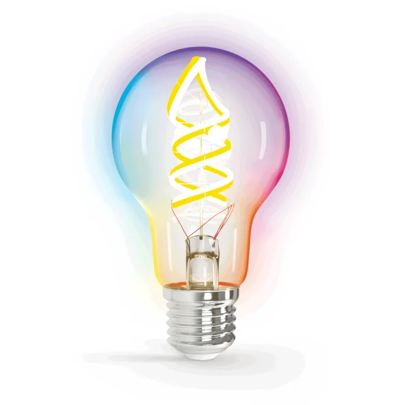 Gloeilamp E27 4.9W WiFi + Bluetooth RGBW | Smartlamp A60 - warmwit - RGB LED ~ 420 Lumen - helder glas - 230 Volt Premium