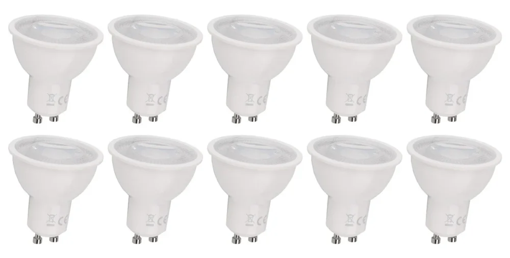 GU10 spot warmwit dimbaar - 10 stuks PAR16 bajonetsluiting | LED 6W ~ 510Lm = 42W halogeenlicht 120° - 2700K 230V Oferta
