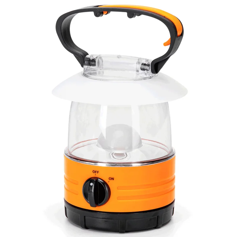 Noodlamp met Ophanghaak - LED Tentlamp op Batterijen (exclusief) - Daglichtwit licht - Oranje body - Camping & Noodverlichting Nowy