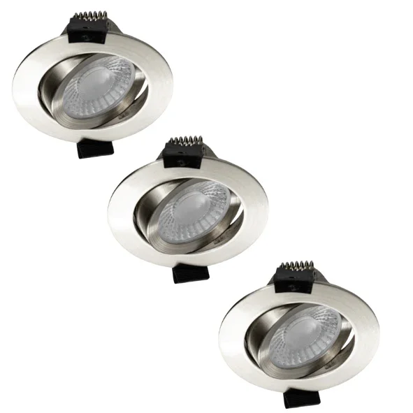 3 PACK - LED's Light PRO downlight inbouwspot Ø 68mm - Kantelbaar - Spatwaterdicht - Dim to Warm - RVS Tani