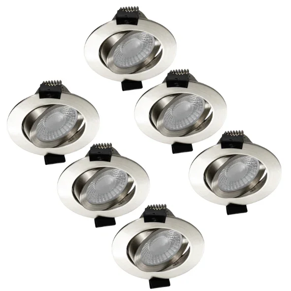 Sprawdź teraz 6 PACK - LED's Light PRO downlight inbouwspot Ø 68mm - Kantelbaar - Spatwaterdicht - Dim to Warm - RVS